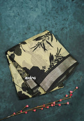 Blended linen cotton chikku and black combo - Design 11